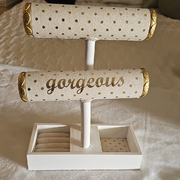 Source Unknown Other - Gold Polka Dot Jewelry Stand